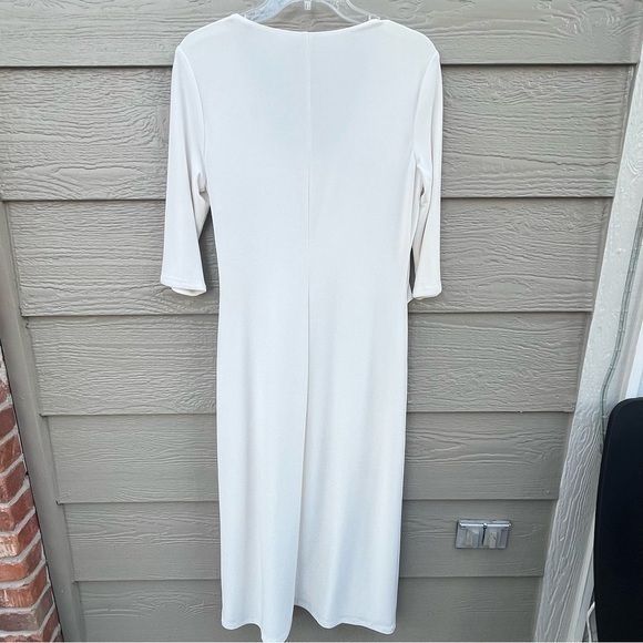 Lauren Ralph Tie Front Stretch Jersey Long Wrap Formal Dress Cream Scoop Small - Picture 3 of 8